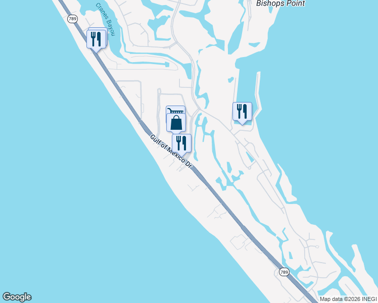 map of restaurants, bars, coffee shops, grocery stores, and more near 400 Bay Isles Parkway in Longboat Key