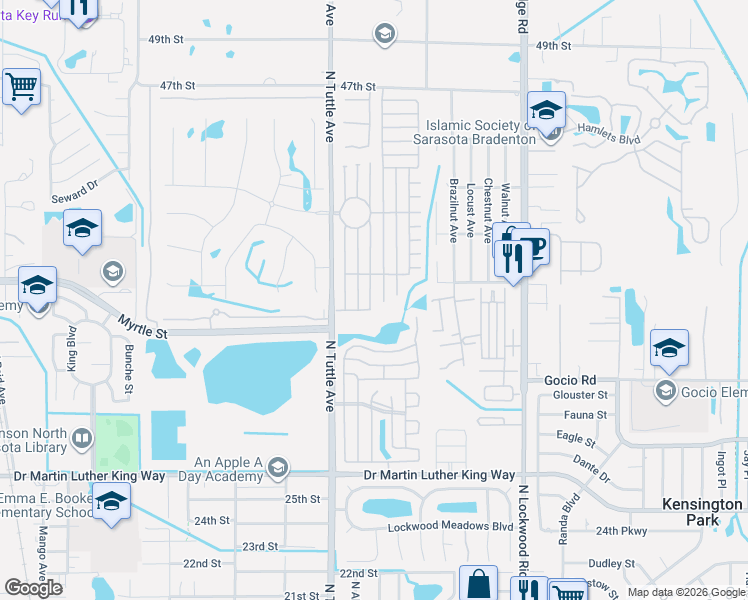 map of restaurants, bars, coffee shops, grocery stores, and more near 3506 Edam Street in Sarasota