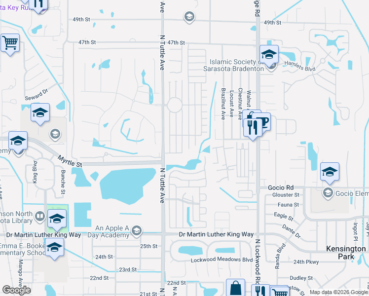 map of restaurants, bars, coffee shops, grocery stores, and more near 3506 Edam Street in Sarasota