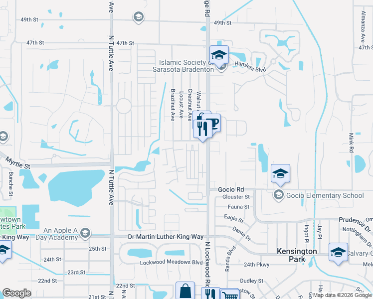 map of restaurants, bars, coffee shops, grocery stores, and more near 102 Avenue C in Sarasota
