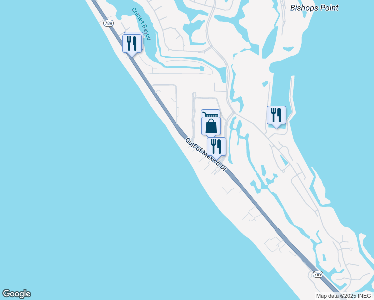 map of restaurants, bars, coffee shops, grocery stores, and more near 2721 Gulf of Mexico Drive in Longboat Key