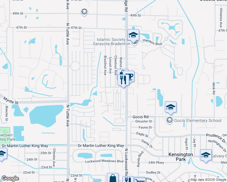 map of restaurants, bars, coffee shops, grocery stores, and more near 102 Avenue C in Sarasota