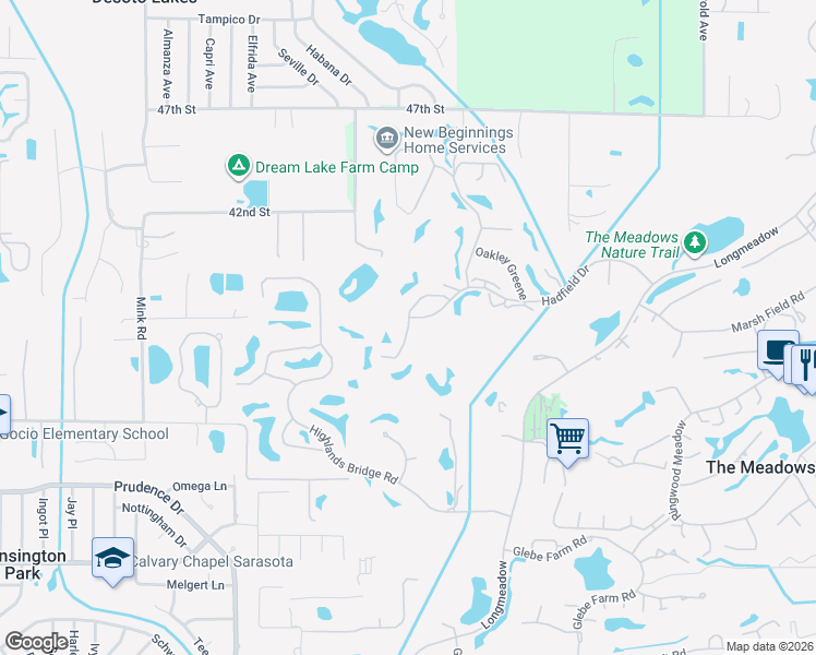 map of restaurants, bars, coffee shops, grocery stores, and more near 3349 Hadfield Greene in Sarasota