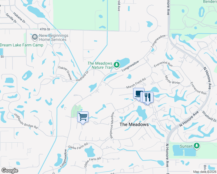 map of restaurants, bars, coffee shops, grocery stores, and more near 3572 Ferndell in Sarasota