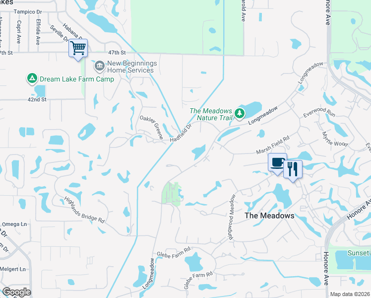 map of restaurants, bars, coffee shops, grocery stores, and more near 4604 Hadfield Drive in Sarasota