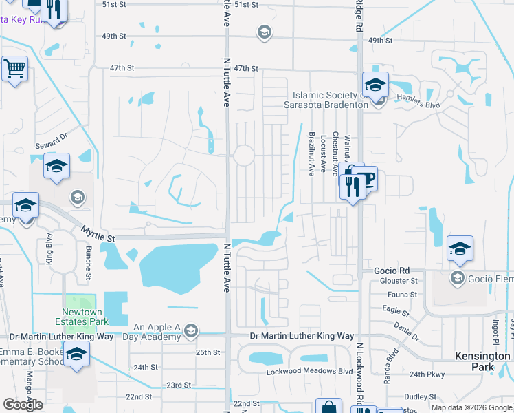 map of restaurants, bars, coffee shops, grocery stores, and more near 3706 Edam Street in Sarasota