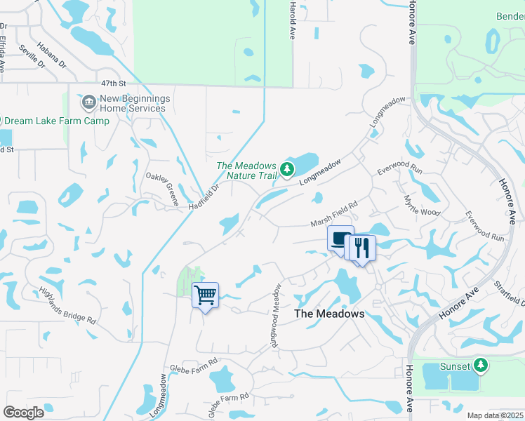 map of restaurants, bars, coffee shops, grocery stores, and more near 4807 Greywood Lane in Sarasota