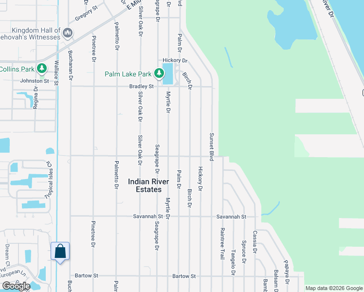 map of restaurants, bars, coffee shops, grocery stores, and more near 5308 Palm Drive in Fort Pierce