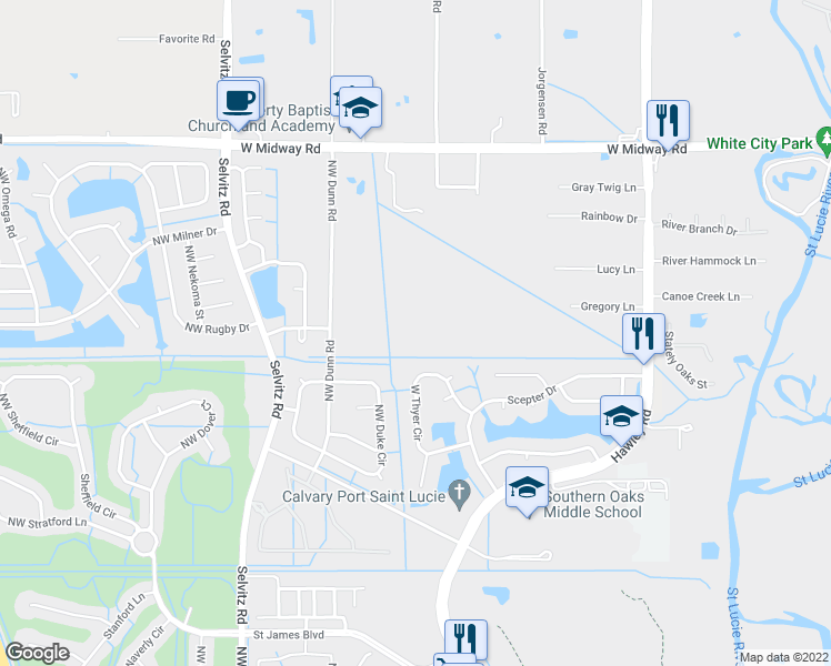 map of restaurants, bars, coffee shops, grocery stores, and more near 5353 Christensen Road in Fort Pierce