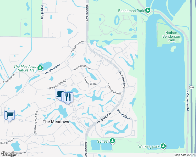 map of restaurants, bars, coffee shops, grocery stores, and more near 5331 Myrtle Wood in Sarasota