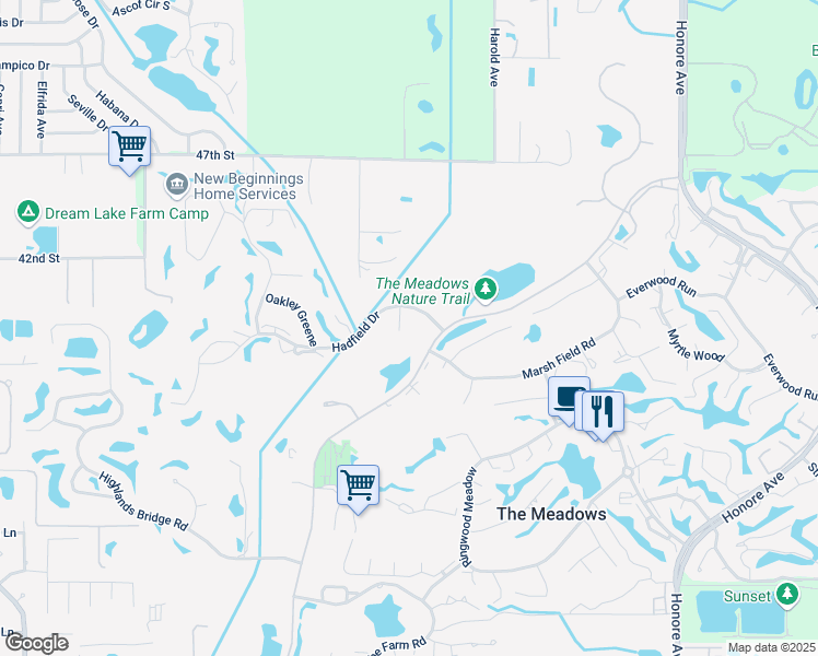 map of restaurants, bars, coffee shops, grocery stores, and more near 3871 Stable Lane in Sarasota