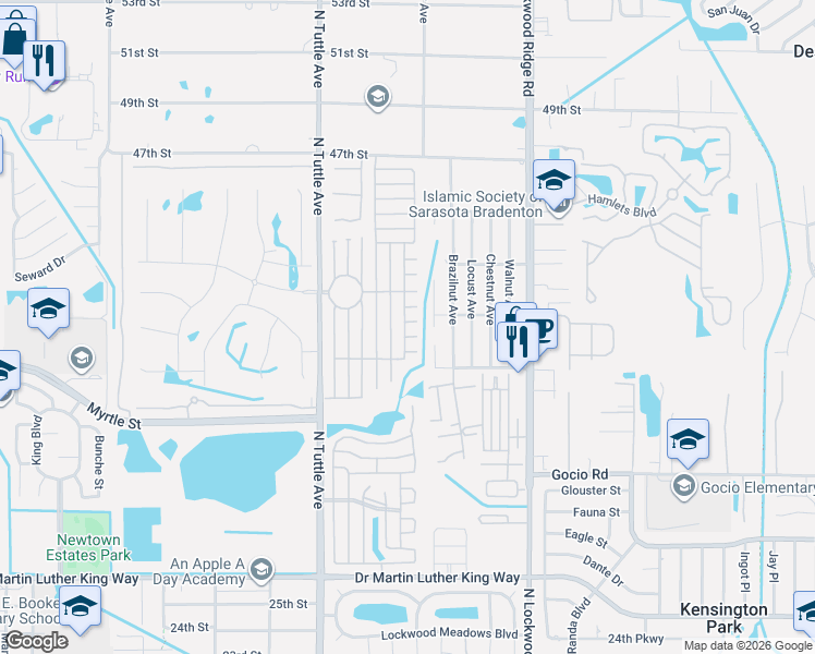 map of restaurants, bars, coffee shops, grocery stores, and more near 3936 Voorne Street in Sarasota