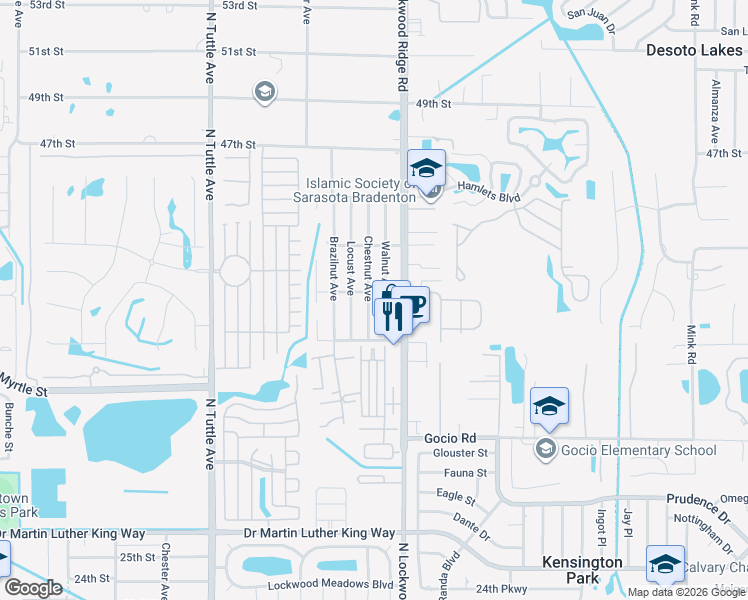 map of restaurants, bars, coffee shops, grocery stores, and more near 4005 Chestnut Avenue in Sarasota