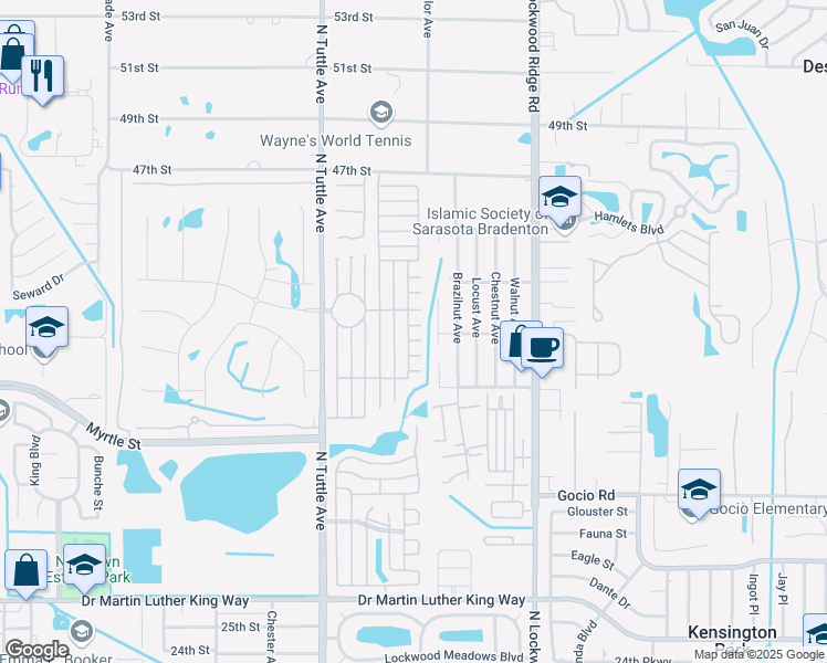 map of restaurants, bars, coffee shops, grocery stores, and more near 3936 Voorne Street in Sarasota