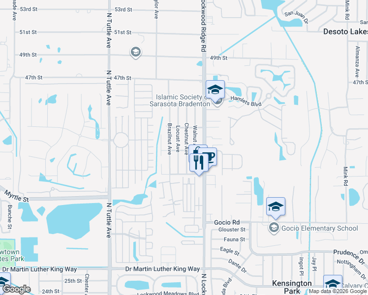 map of restaurants, bars, coffee shops, grocery stores, and more near 4005 Chestnut Avenue in Sarasota