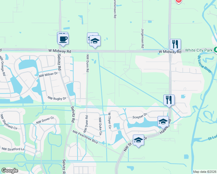 map of restaurants, bars, coffee shops, grocery stores, and more near 5353 Christensen Road in Fort Pierce