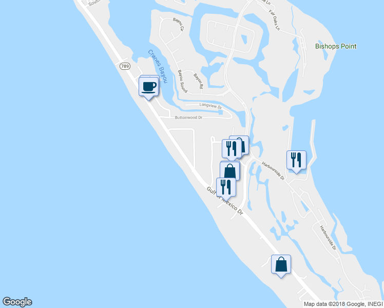 map of restaurants, bars, coffee shops, grocery stores, and more near 2900 Gulf of Mexico Drive in Longboat Key