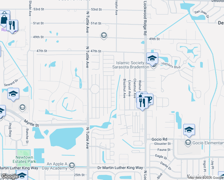 map of restaurants, bars, coffee shops, grocery stores, and more near 3936 Voorne Street in Sarasota