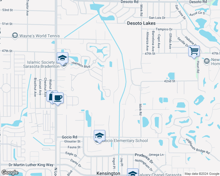 map of restaurants, bars, coffee shops, grocery stores, and more near 4401 Edinbridge Circle in Sarasota