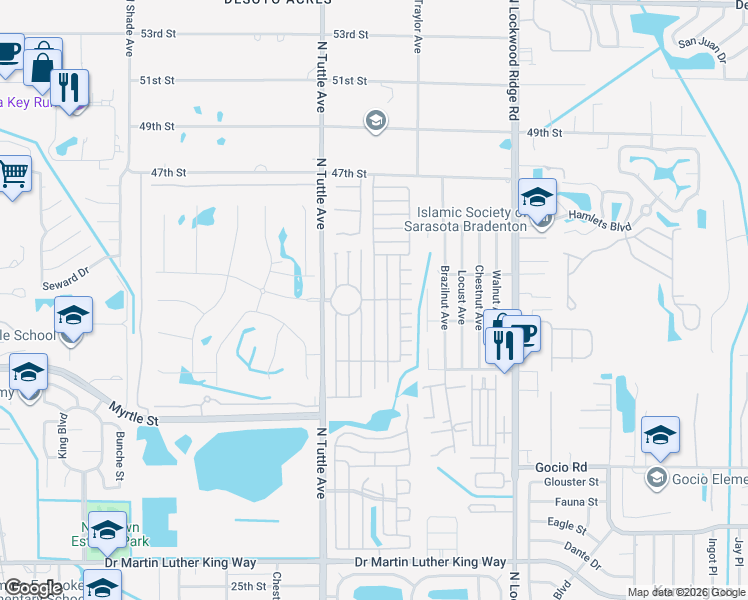 map of restaurants, bars, coffee shops, grocery stores, and more near 3934 Edam Street in Sarasota