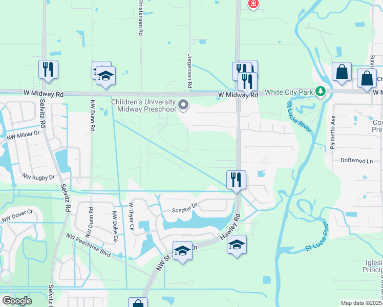 map of restaurants, bars, coffee shops, grocery stores, and more near 2873 Lucy Lane in Fort Pierce
