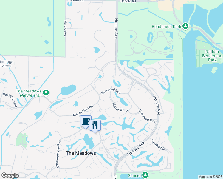 map of restaurants, bars, coffee shops, grocery stores, and more near 5329 Myrtle Wood in Sarasota