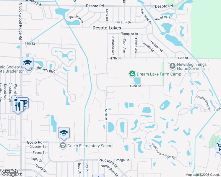 map of restaurants, bars, coffee shops, grocery stores, and more near 3812 42nd Street in Sarasota