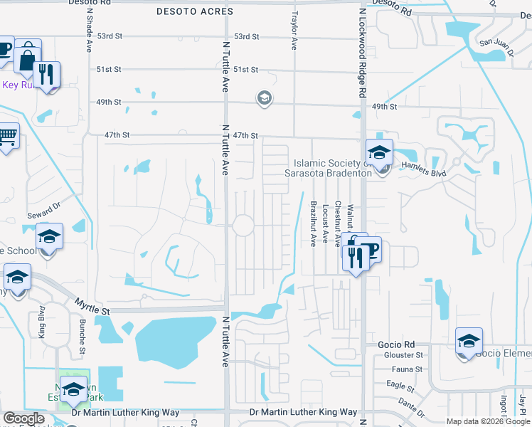 map of restaurants, bars, coffee shops, grocery stores, and more near 4112 Edam Street in Sarasota