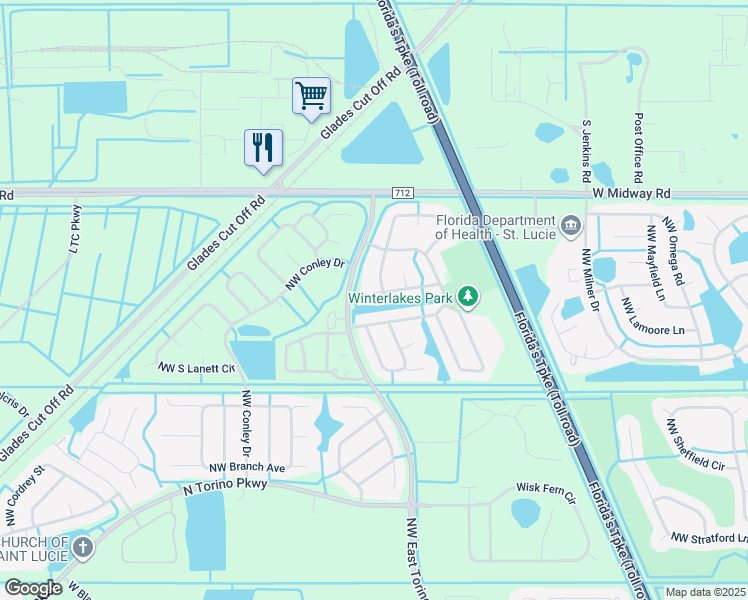 map of restaurants, bars, coffee shops, grocery stores, and more near 5232 Northwest Iredell Street in Port St. Lucie