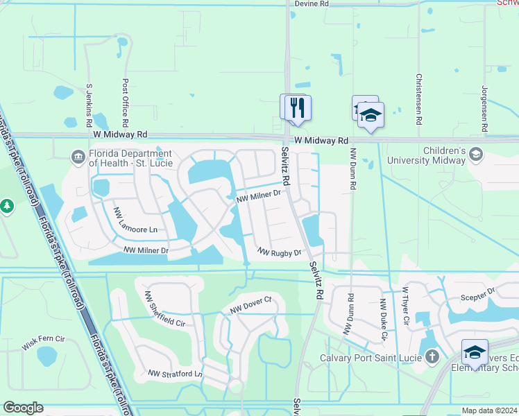 map of restaurants, bars, coffee shops, grocery stores, and more near 5290 Northwest Nekoma Street in Port St. Lucie
