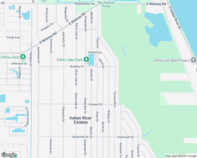 map of restaurants, bars, coffee shops, grocery stores, and more near 5200 Palm Drive in Fort Pierce