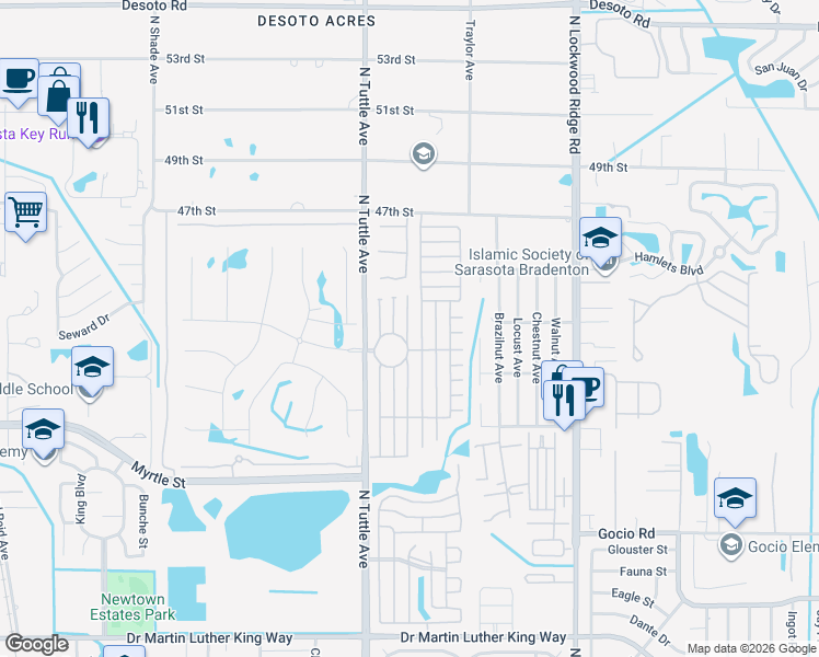 map of restaurants, bars, coffee shops, grocery stores, and more near 4112 Edam Street in Sarasota