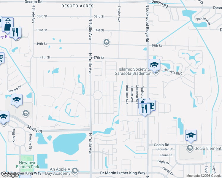 map of restaurants, bars, coffee shops, grocery stores, and more near 4126 Voorne Street in Sarasota