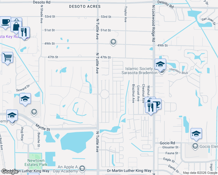 map of restaurants, bars, coffee shops, grocery stores, and more near 4112 Edam Street in Sarasota
