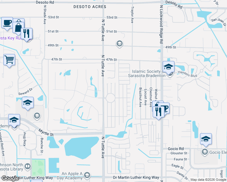 map of restaurants, bars, coffee shops, grocery stores, and more near 4112 Edam Street in Sarasota