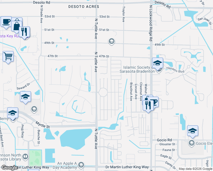 map of restaurants, bars, coffee shops, grocery stores, and more near 4112 Edam Street in Sarasota