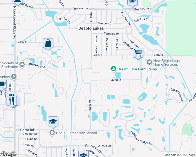 map of restaurants, bars, coffee shops, grocery stores, and more near 3812 42nd Street in Sarasota