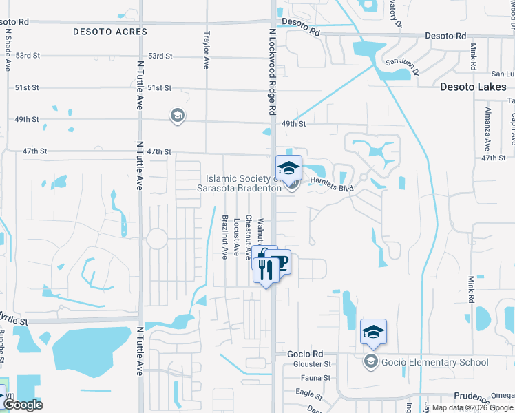map of restaurants, bars, coffee shops, grocery stores, and more near 3150 44th Street in Sarasota