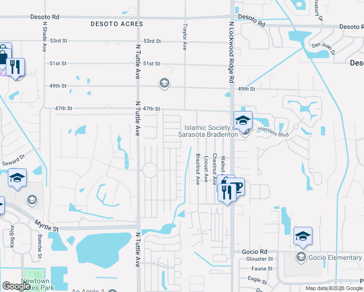 map of restaurants, bars, coffee shops, grocery stores, and more near 2975 Reinhard Avenue in Sarasota