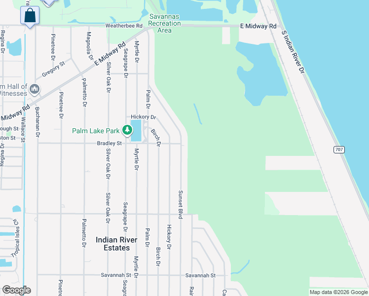 map of restaurants, bars, coffee shops, grocery stores, and more near 5100 Sunset Boulevard in Fort Pierce
