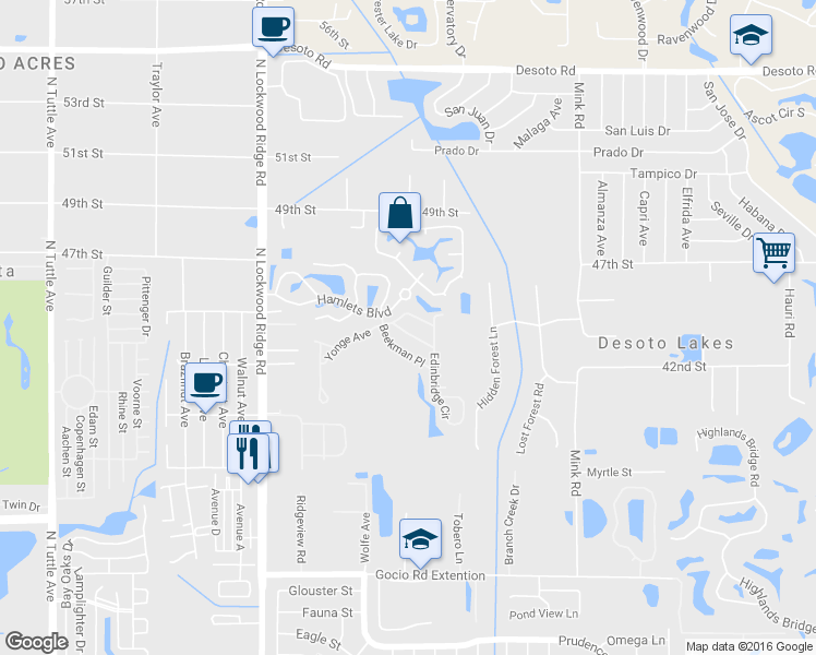 map of restaurants, bars, coffee shops, grocery stores, and more near 4310 Edenrose Way in Sarasota