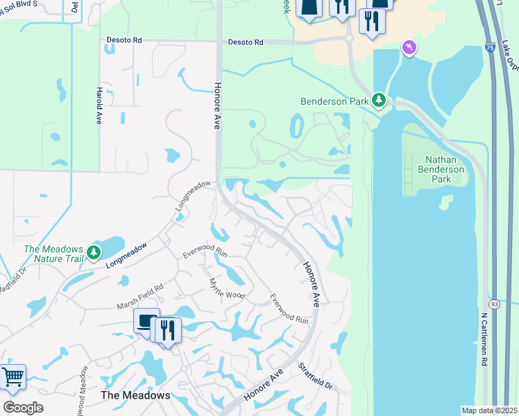 map of restaurants, bars, coffee shops, grocery stores, and more near 4504 Weybridge in Sarasota