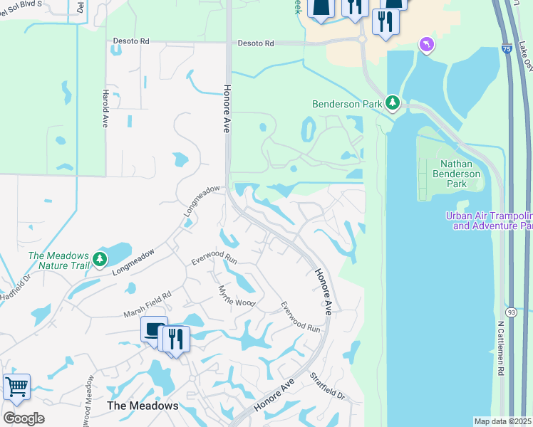 map of restaurants, bars, coffee shops, grocery stores, and more near 4606 Weybridge in Sarasota