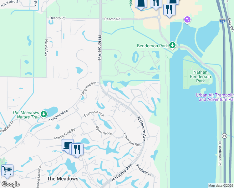 map of restaurants, bars, coffee shops, grocery stores, and more near 4504 Weybridge in Sarasota