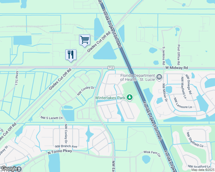 map of restaurants, bars, coffee shops, grocery stores, and more near 5213 West Piper Circle in Port St. Lucie