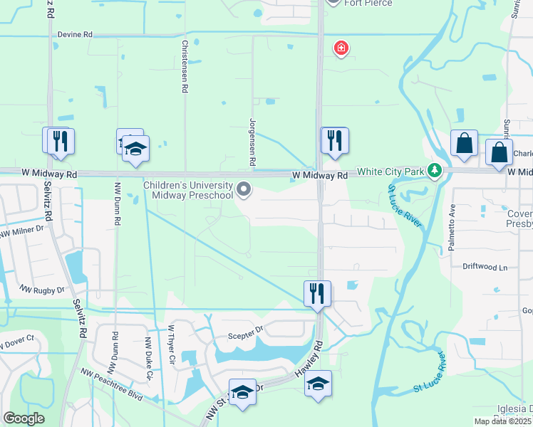 map of restaurants, bars, coffee shops, grocery stores, and more near 2830 Rainbow Drive in Fort Pierce