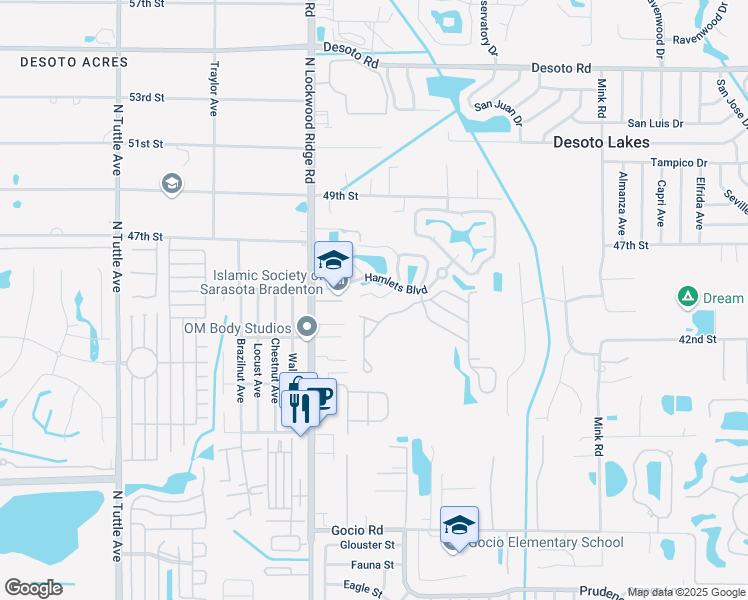 map of restaurants, bars, coffee shops, grocery stores, and more near 4436 Winston Lane South in Sarasota