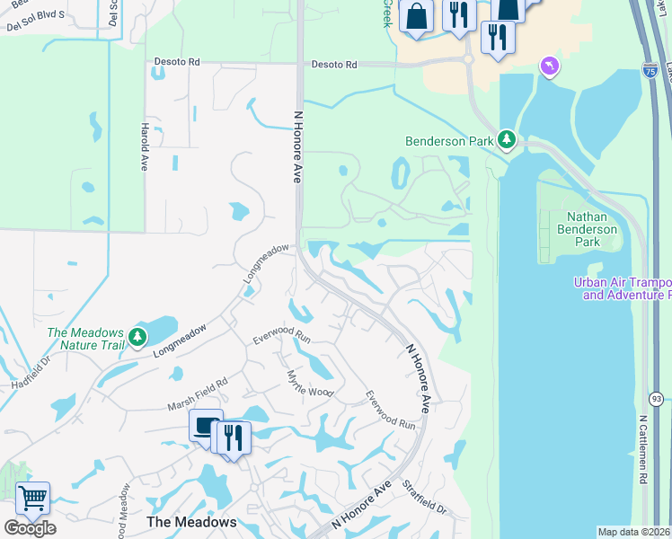 map of restaurants, bars, coffee shops, grocery stores, and more near 4572 Weybridge in Sarasota