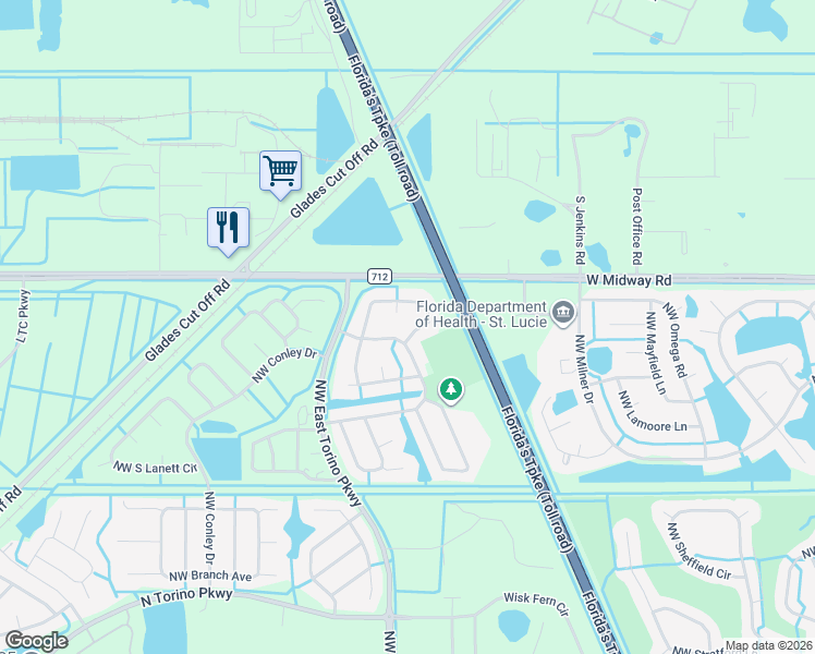 map of restaurants, bars, coffee shops, grocery stores, and more near 5257 East Piper Circle in Port St. Lucie