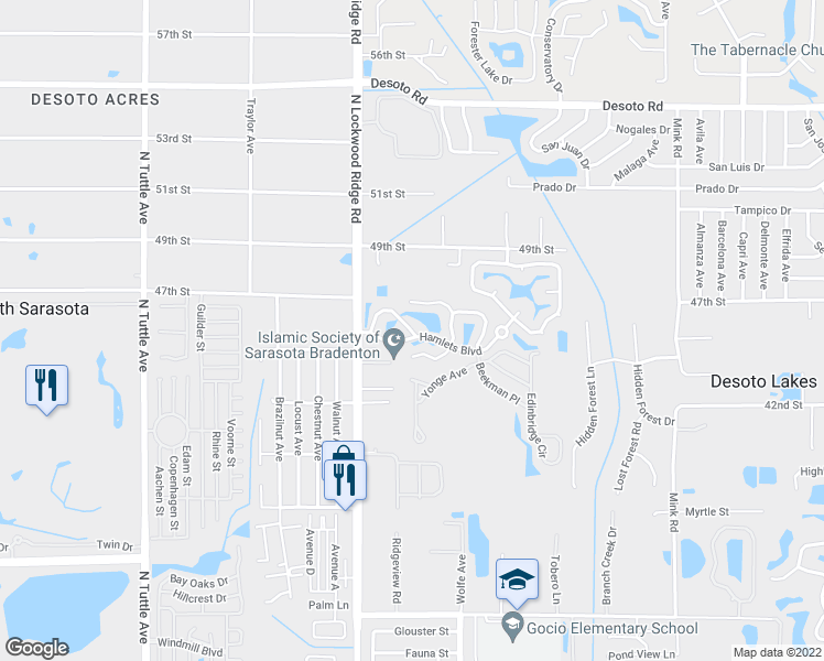 map of restaurants, bars, coffee shops, grocery stores, and more near 4639 Winston Lane North in Sarasota